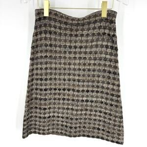 Beyond Threads Peru Alpaca Wool Blend Patterned A-Line Skirt Brown Beige Size XS